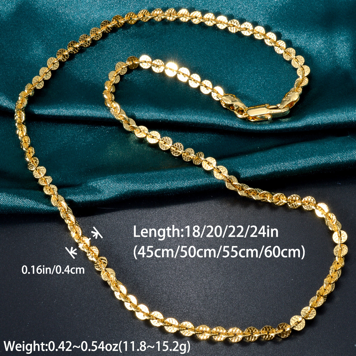 Vintage Inspired Sequin Chain Necklace Classic Embossed Texture